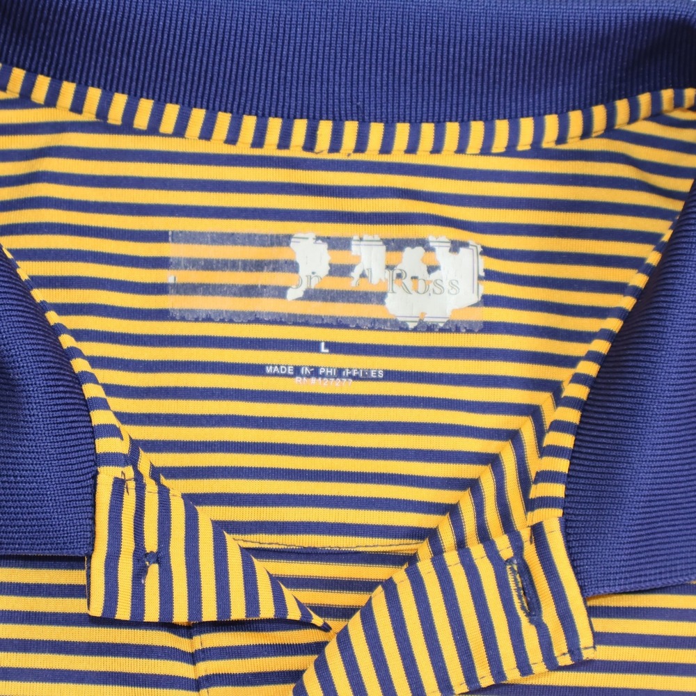 Peter Millar Aronimink Golf Club Polo Shirt Mens Large Striped Navy Gold L - Picture 7 of 9